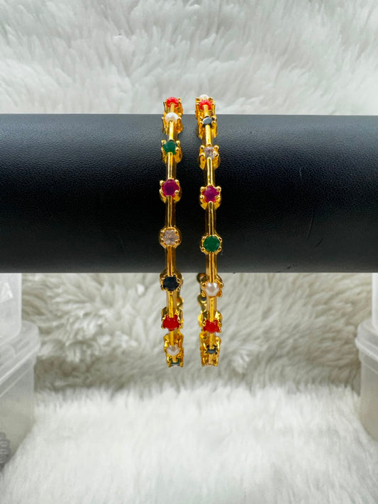 ElegantGold-Tone Floral design with  bangles-6669
