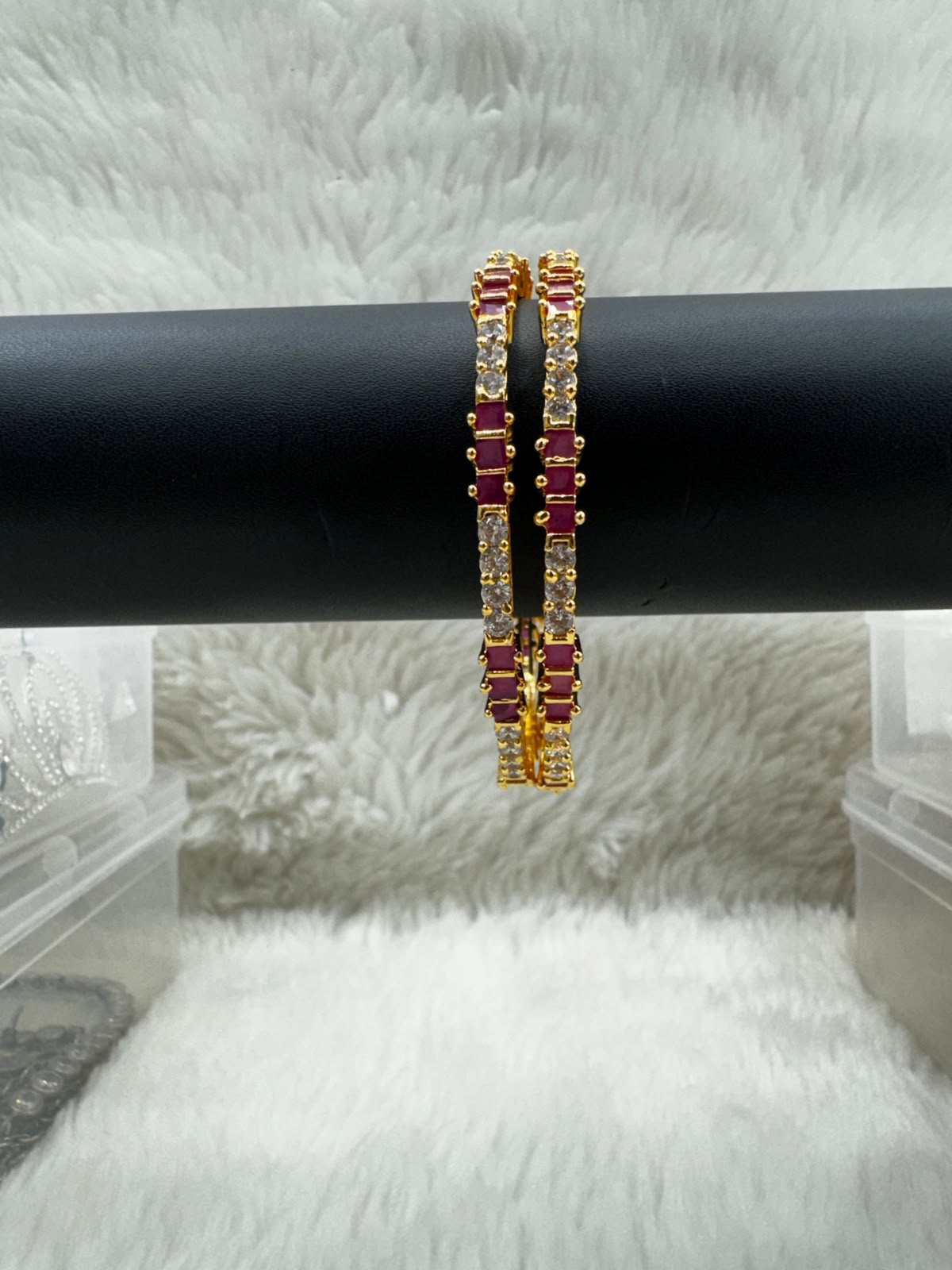Elegant Gold-Tone with pink stones beautifully -7505