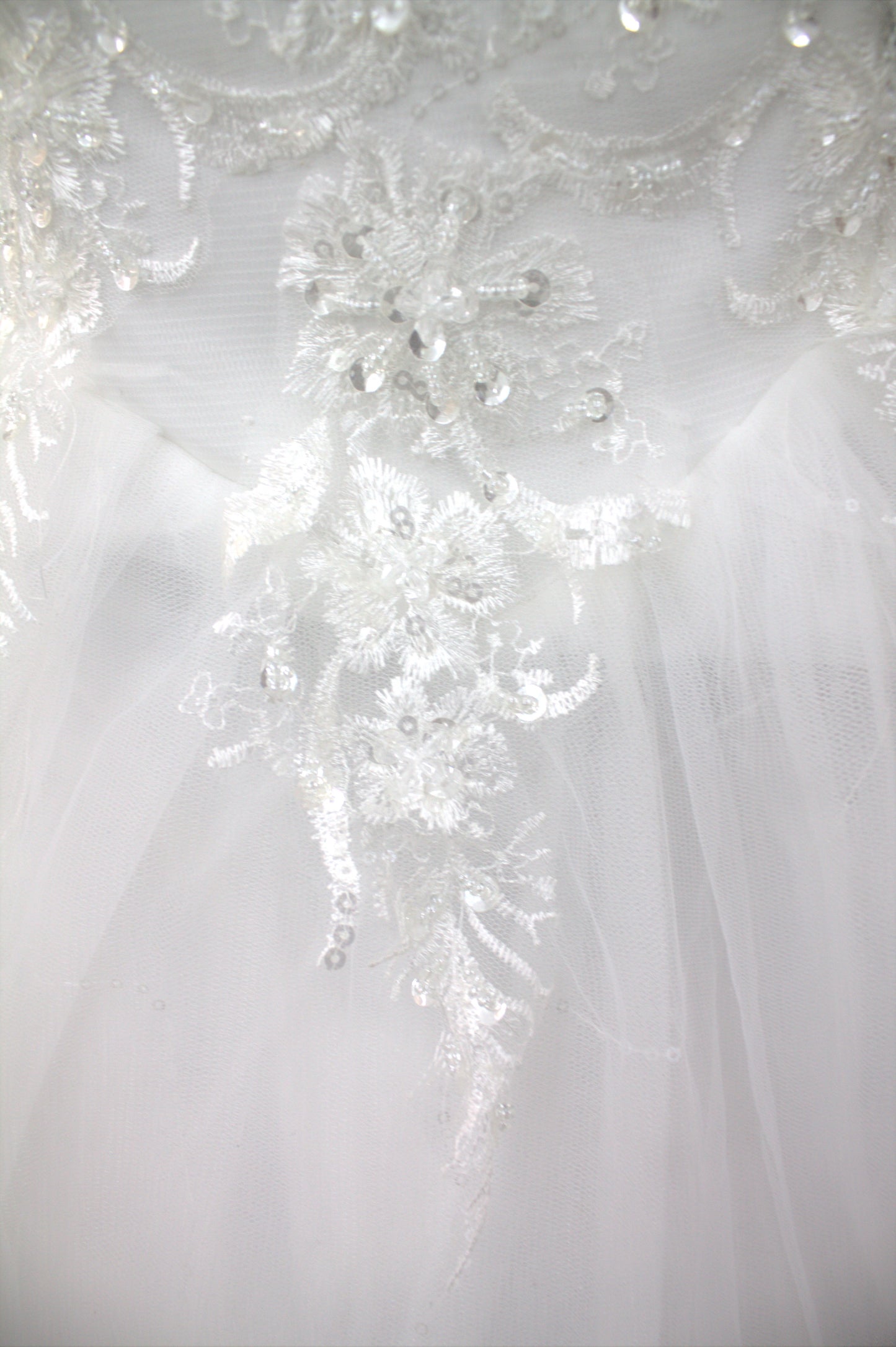 "Enchanted Blossom Off-Shoulder Ball Gown with Lace Appliqué-White Gown" Product code-2021