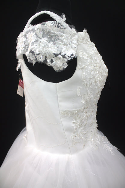 "Enchanted Blossom Off-Shoulder Ball Gown with Lace Appliqué-White Gown" Product code-2021