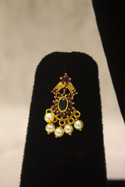 "Traditional Gold-Plated Manga Mala Necklace Set with Earrings" Product code-6343