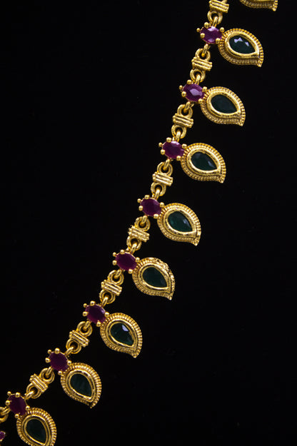 "Traditional Gold-Plated Manga Mala Necklace Set with Earrings" Product code-6343