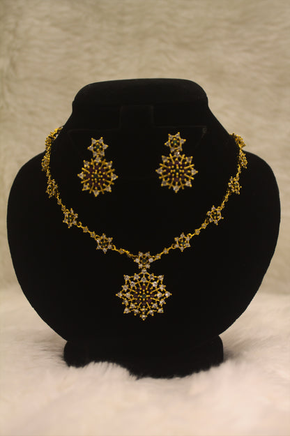 “Elegant Starburst CZ Necklace & Earring Set” Product code-6012