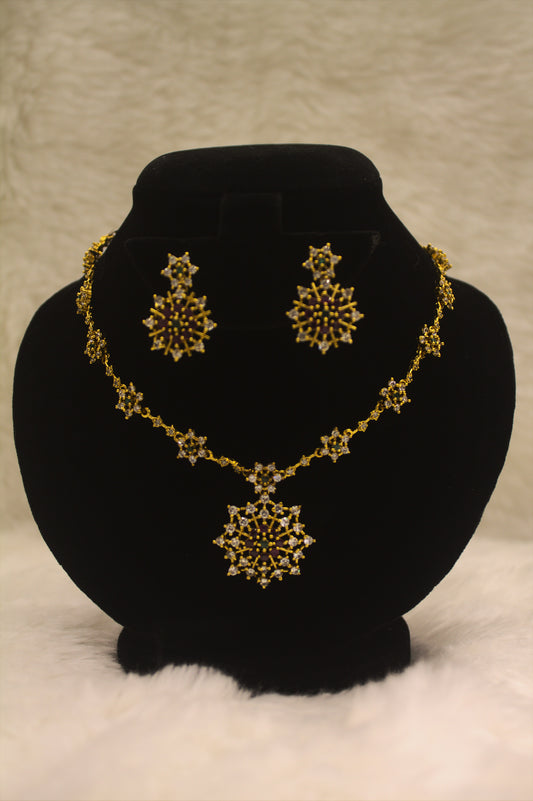 “Elegant Starburst CZ Necklace & Earring Set” Product code-6012