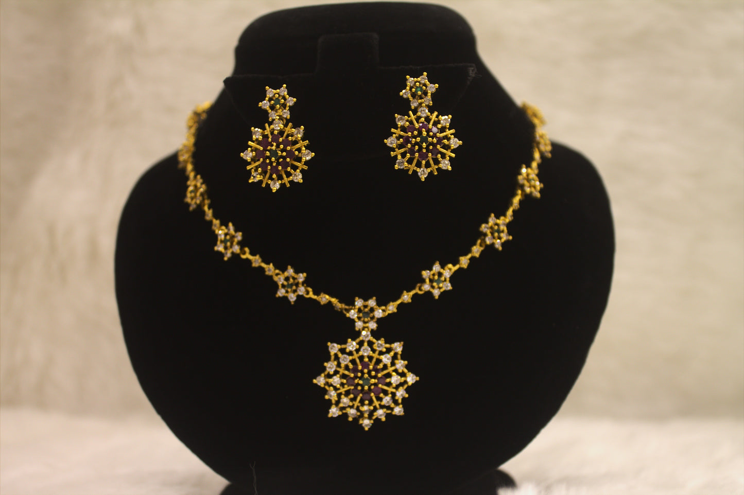 “Elegant Starburst CZ Necklace & Earring Set” Product code-6012
