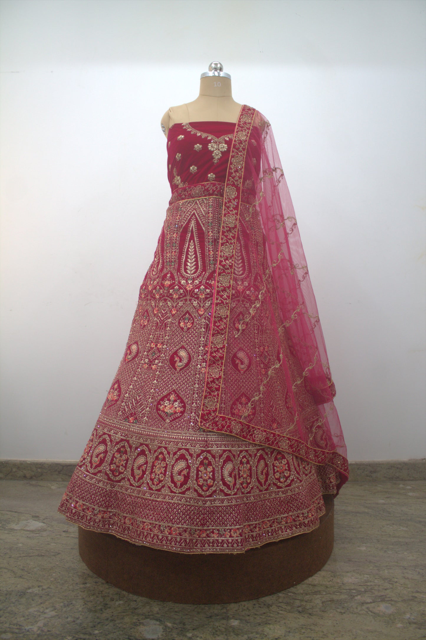 "Pink Embroidered Bridal Lehenga Choli with Intricate Gold Threadwork & Matching Net Dupatta" Product code-1112