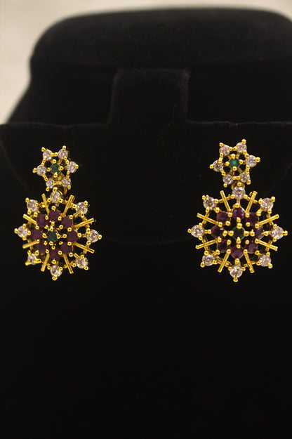 “Elegant Starburst CZ Necklace & Earring Set” Product code-6012