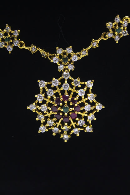 “Elegant Starburst CZ Necklace & Earring Set” Product code-6012
