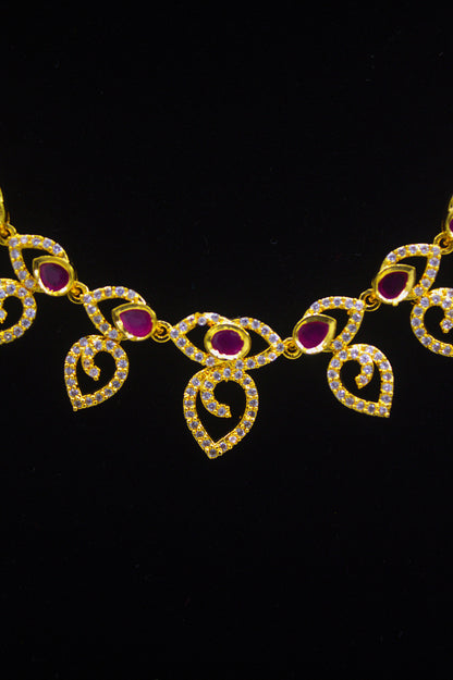 "Elegant Gold-Plated Leaf Design Necklace Set with Earrings" Product code-6268