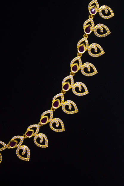 "Elegant Gold-Plated Leaf Design Necklace Set with Earrings" Product code-6268