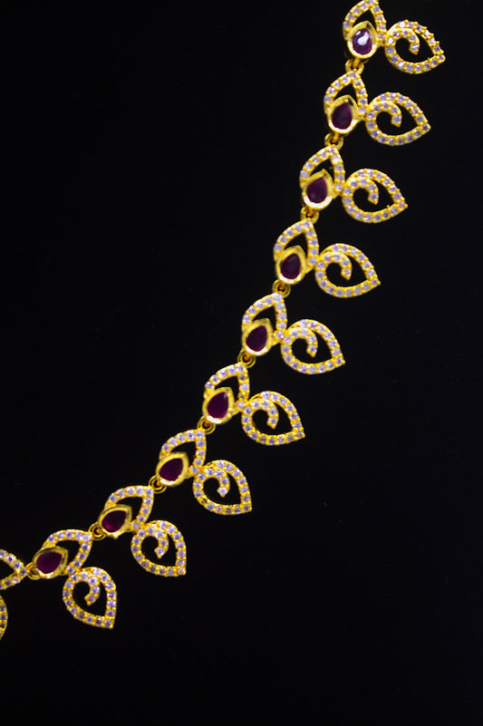 "Elegant Gold-Plated Leaf Design Necklace Set with Earrings" Product code-6268