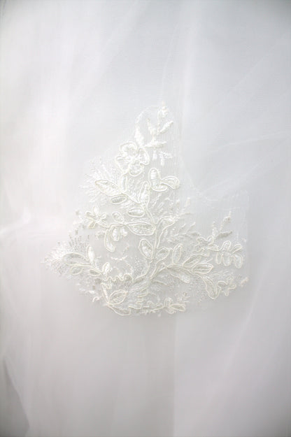 “Imperial Grace Bridal Gown – Embroidered Lace & Illusion Sleeves-White Gown” Product code-2005