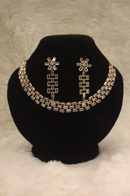 "Elegant Crystal Choker Necklace Set with Statement Earrings" Product code-6043