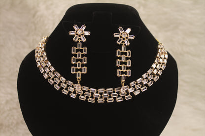 "Elegant Crystal Choker Necklace Set with Statement Earrings" Product code-6043