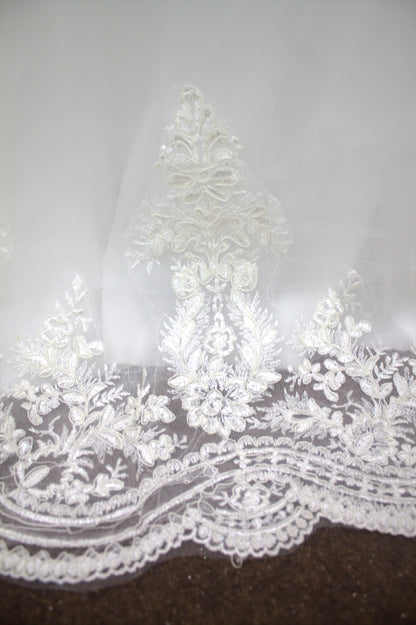 “Imperial Grace Bridal Gown – Embroidered Lace & Illusion Sleeves-White Gown” Product code-2005