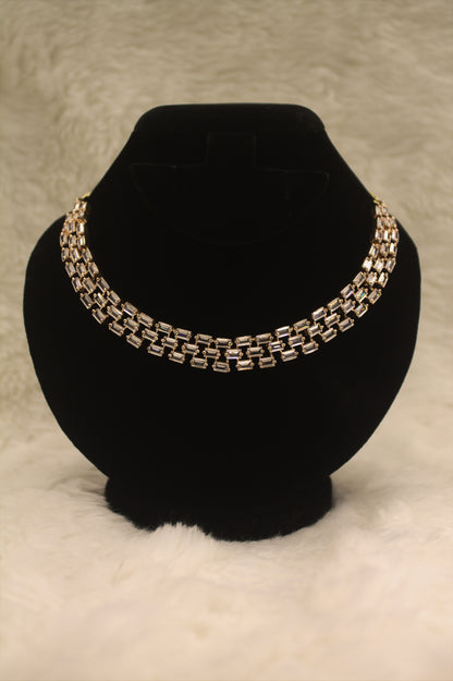 "Elegant Crystal Choker Necklace Set with Statement Earrings" Product code-6043