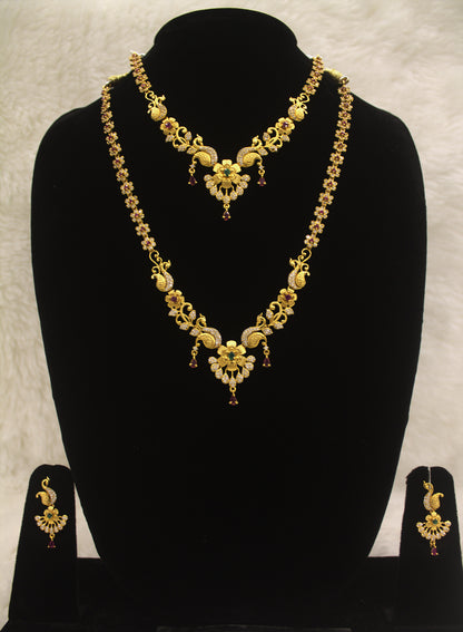 "Antique Peacock Design Gold-Plated Necklace Set" Product code-6036