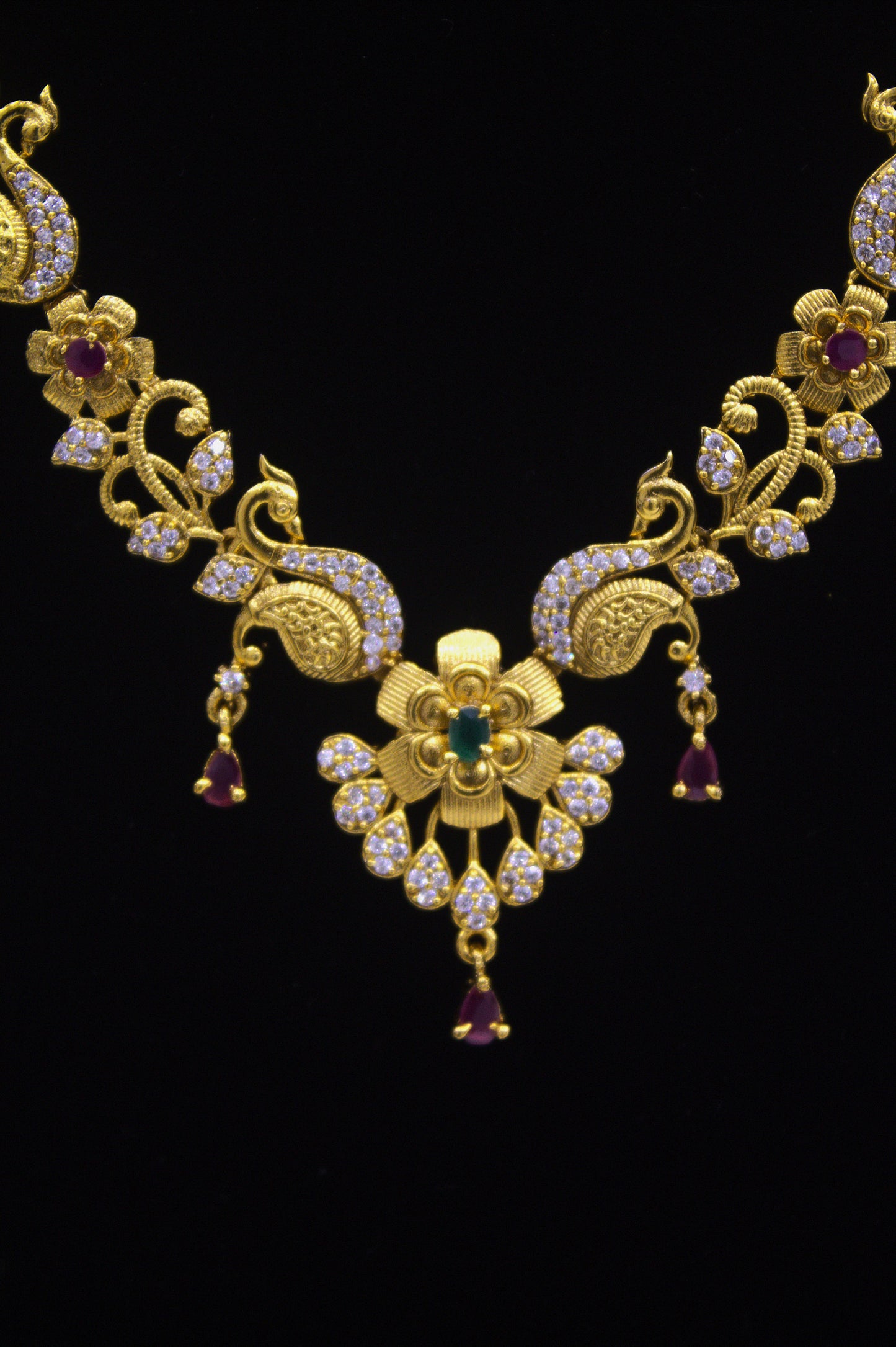 "Antique Peacock Design Gold-Plated Necklace Set" Product code-6036