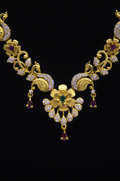 "Antique Peacock Design Gold-Plated Necklace Set" Product code-6036