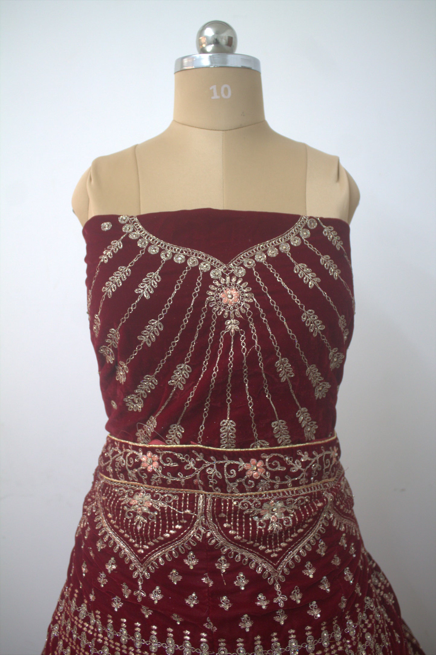 "Exquisite Maroon Bridal Lehenga Choli with Intricate Gold Embroidery – Traditional Indian Wedding Wear with Elegant Net Dupatta" Product code-1328