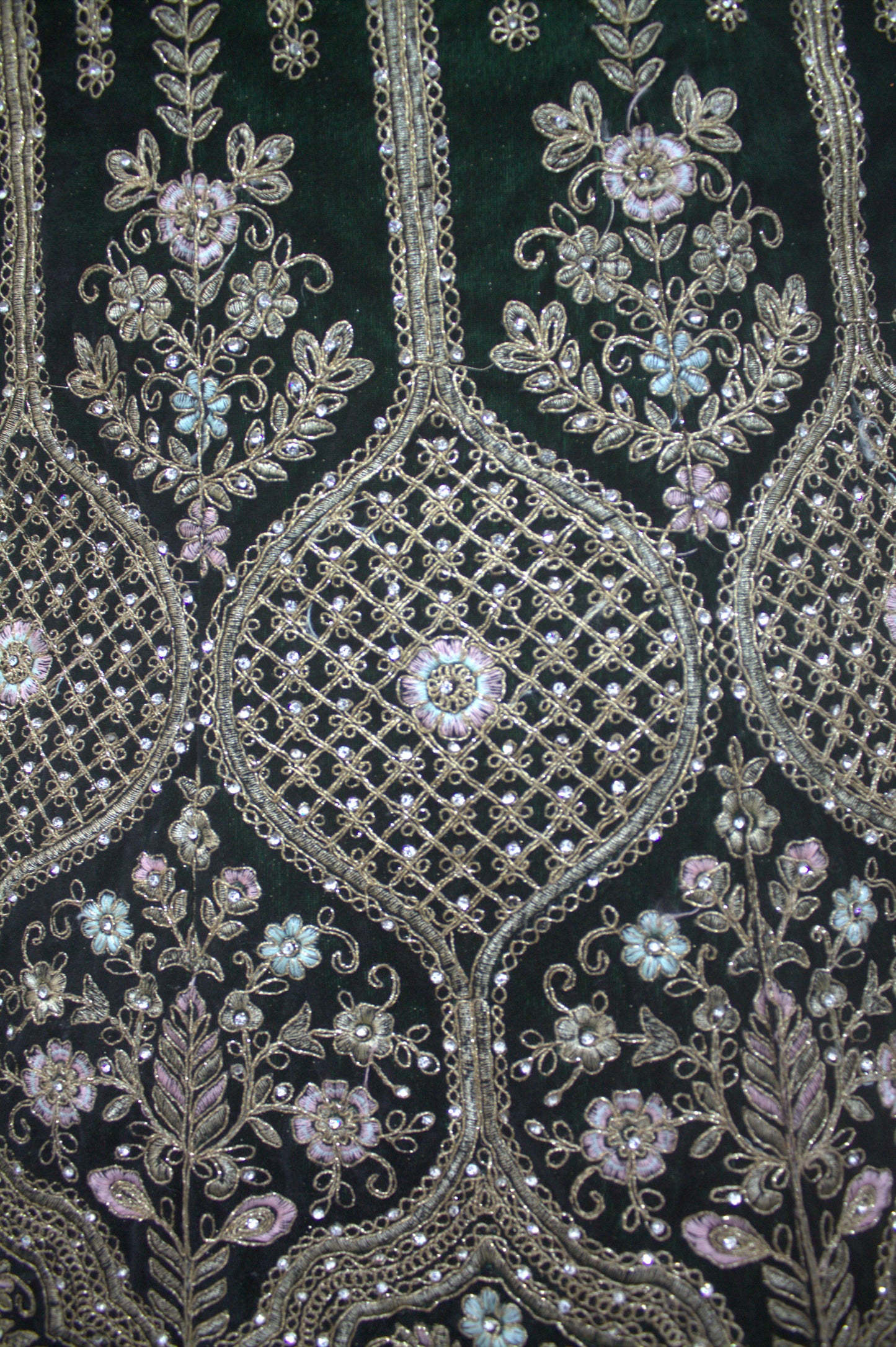 “Emerald Green Velvet Bridal Lehenga with Zardozi & Sequin Hand Embroidery” Product code-1082