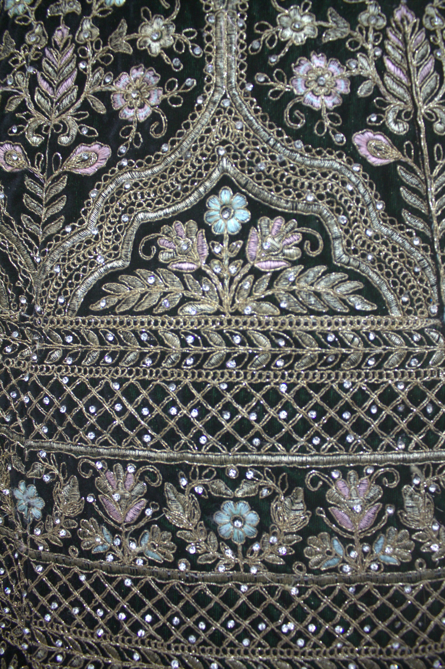 “Emerald Green Velvet Bridal Lehenga with Zardozi & Sequin Hand Embroidery” Product code-1082