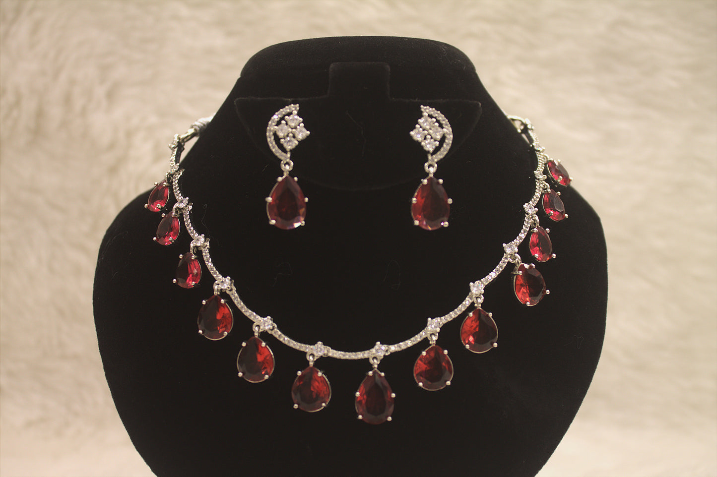 “Crimson Elegance Ruby Drop Necklace Set” Product code-6027