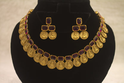 "Antique Temple Jewelry Coin Necklace & Earring Set" Product code-6326