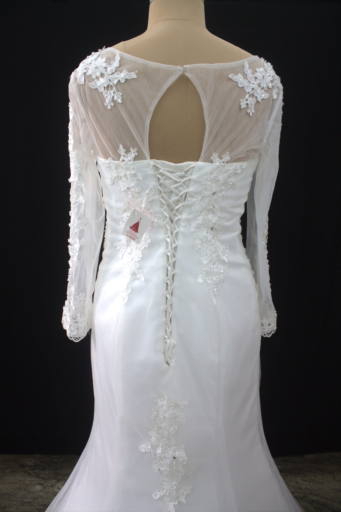 "Luxury Lace Wedding Dress – Full-Length Train, Sheer Detailing & Classic Silhouette-White Gown" Product code-2017