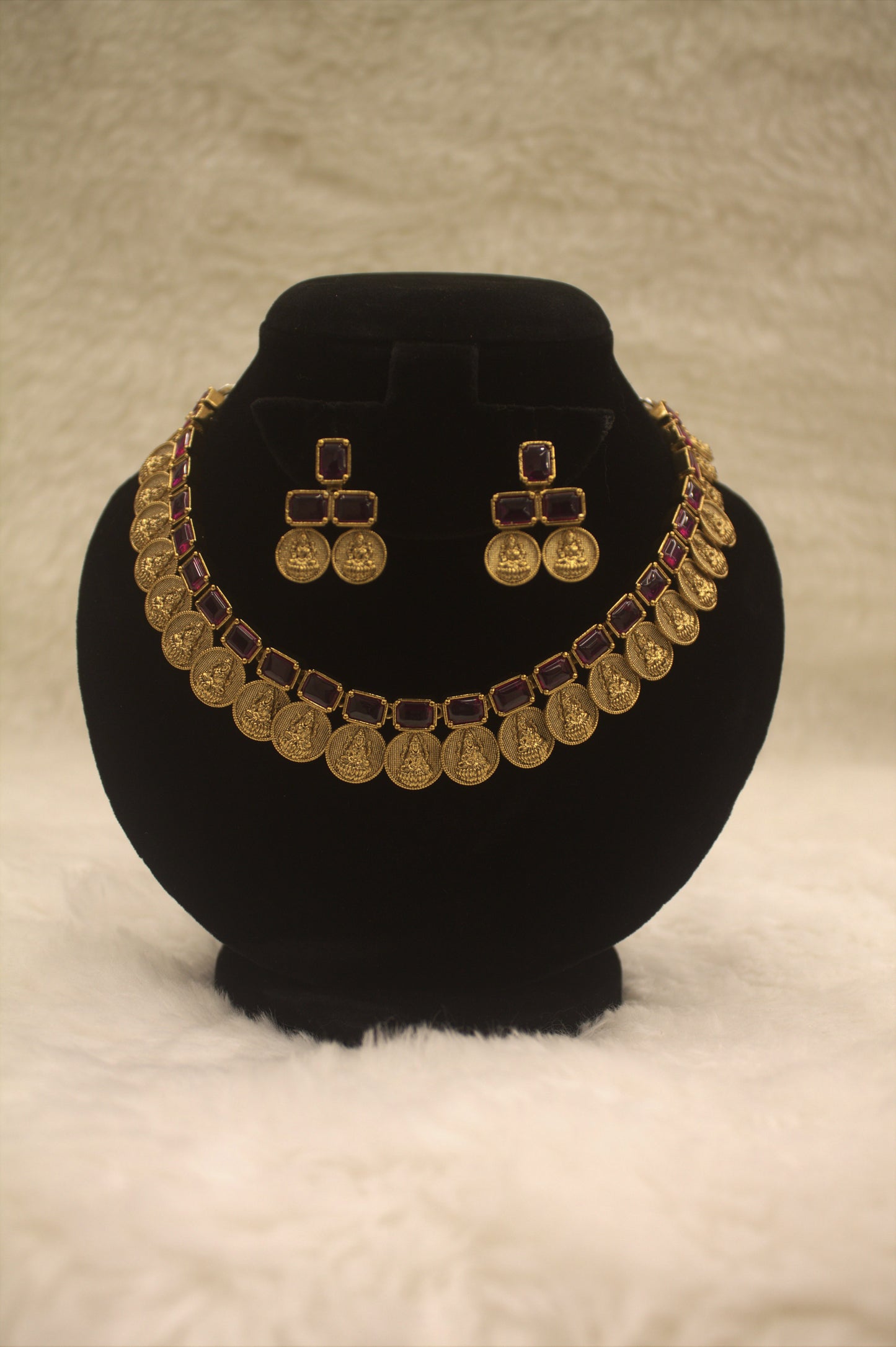 "Antique Temple Jewelry Coin Necklace & Earring Set" Product code-6326