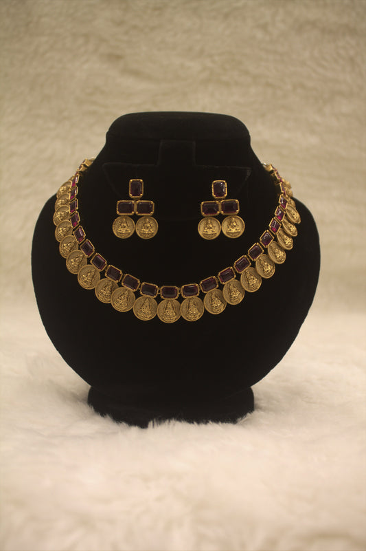 "Antique Temple Jewelry Coin Necklace & Earring Set" Product code-6326