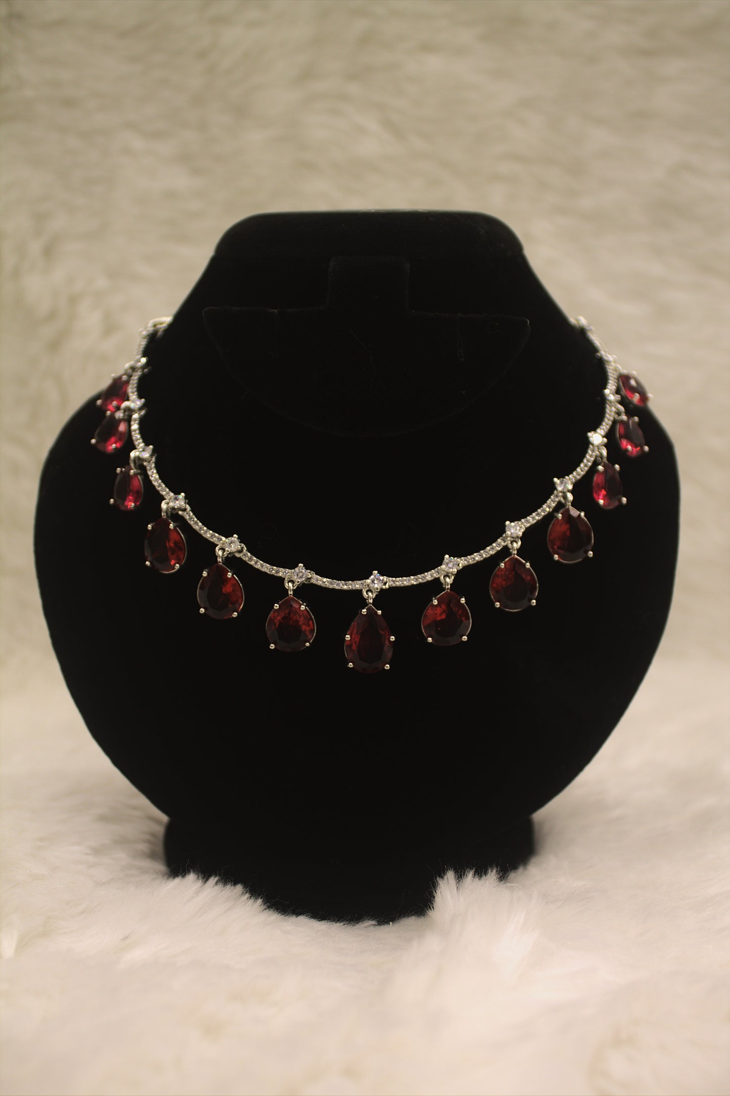 “Crimson Elegance Ruby Drop Necklace Set” Product code-6027