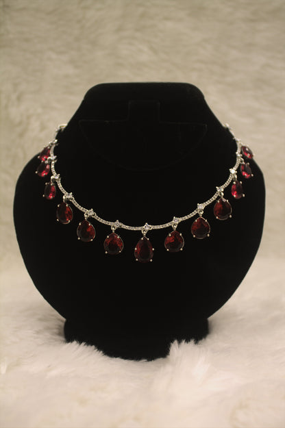 “Crimson Elegance Ruby Drop Necklace Set” Product code-6027