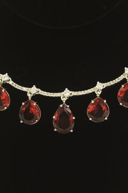 “Crimson Elegance Ruby Drop Necklace Set” Product code-6027