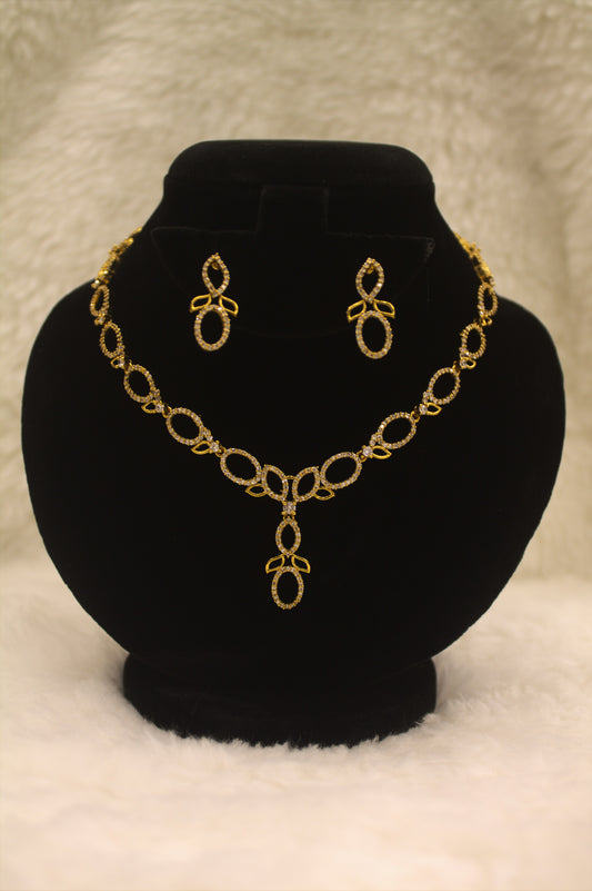 "Modern Infinity Linked Necklace & Earrings Set" Product code-6341