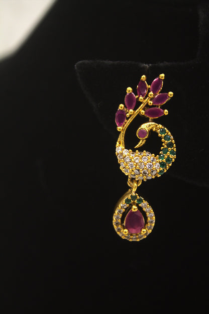"Royal Ruby Crystal Drop Necklace & Earring Set" Product code-6015