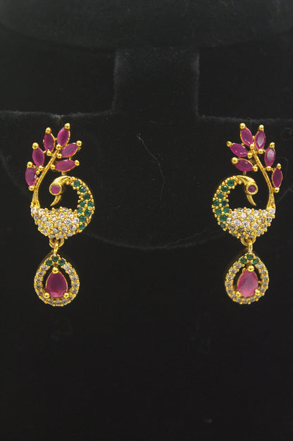 "Royal Ruby Crystal Drop Necklace & Earring Set" Product code-6015