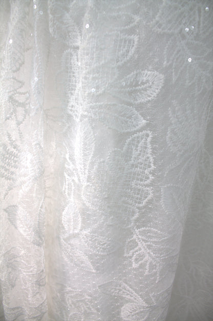 "Liora Elegant A-Line Lace Wedding Gown with Floral Embroidery & Sheer Short Sleeves-White Gown" Product code-2013