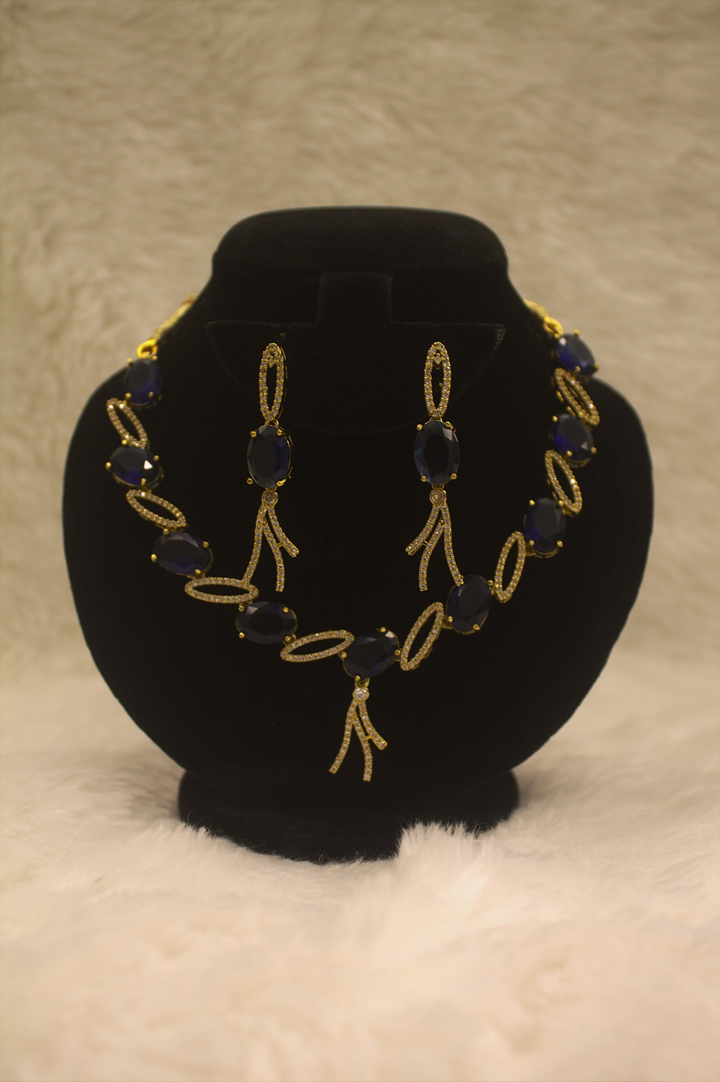 "Midnight Sapphire Oval Necklace & Earring Set" Product code-6028