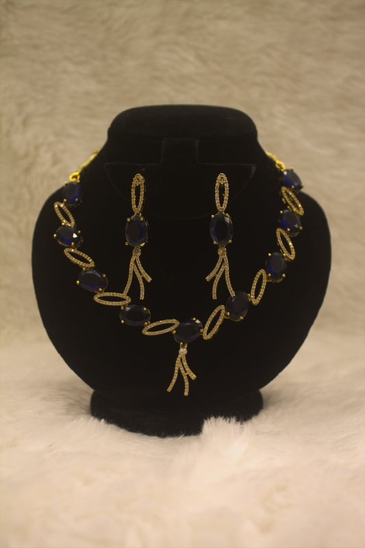 "Midnight Sapphire Oval Necklace & Earring Set" Product code-6028