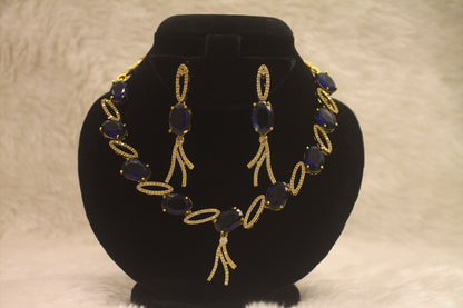 "Midnight Sapphire Oval Necklace & Earring Set" Product code-6028