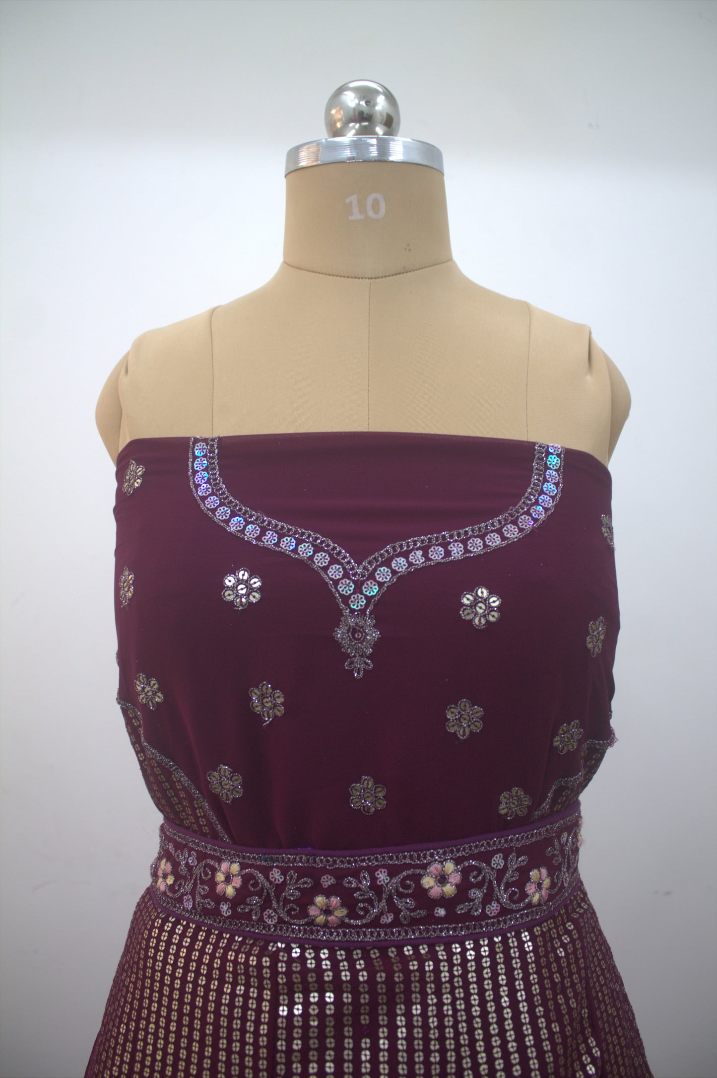 “Plum Velvet Bridal Lehenga with Sequin & Floral Embroidery Work” Product code-1260