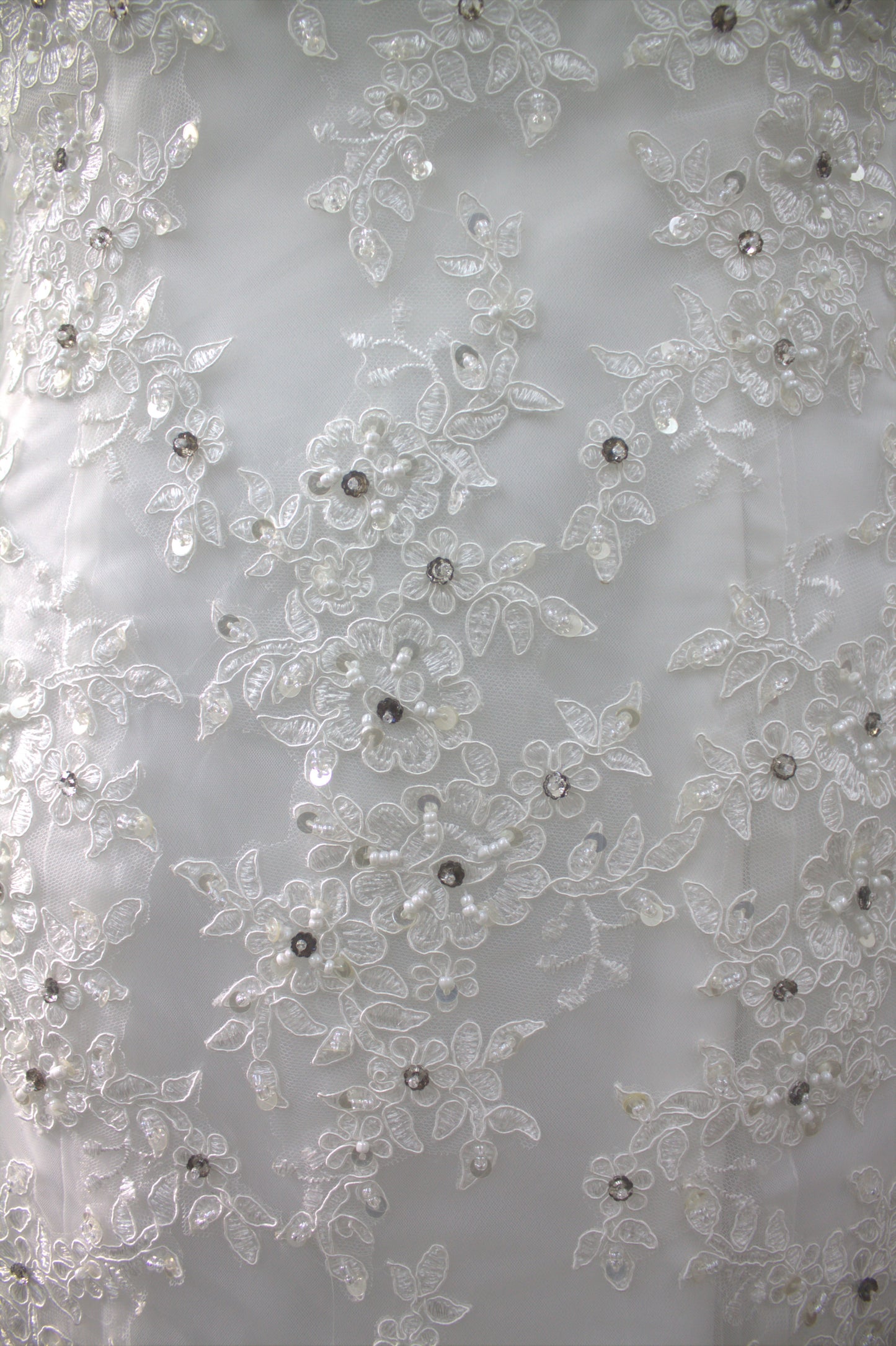 "Isabella Illusion Neck Mermaid Wedding Gown with Lace Appliqués & Beaded Embellishments-White Gown" Product code-2014