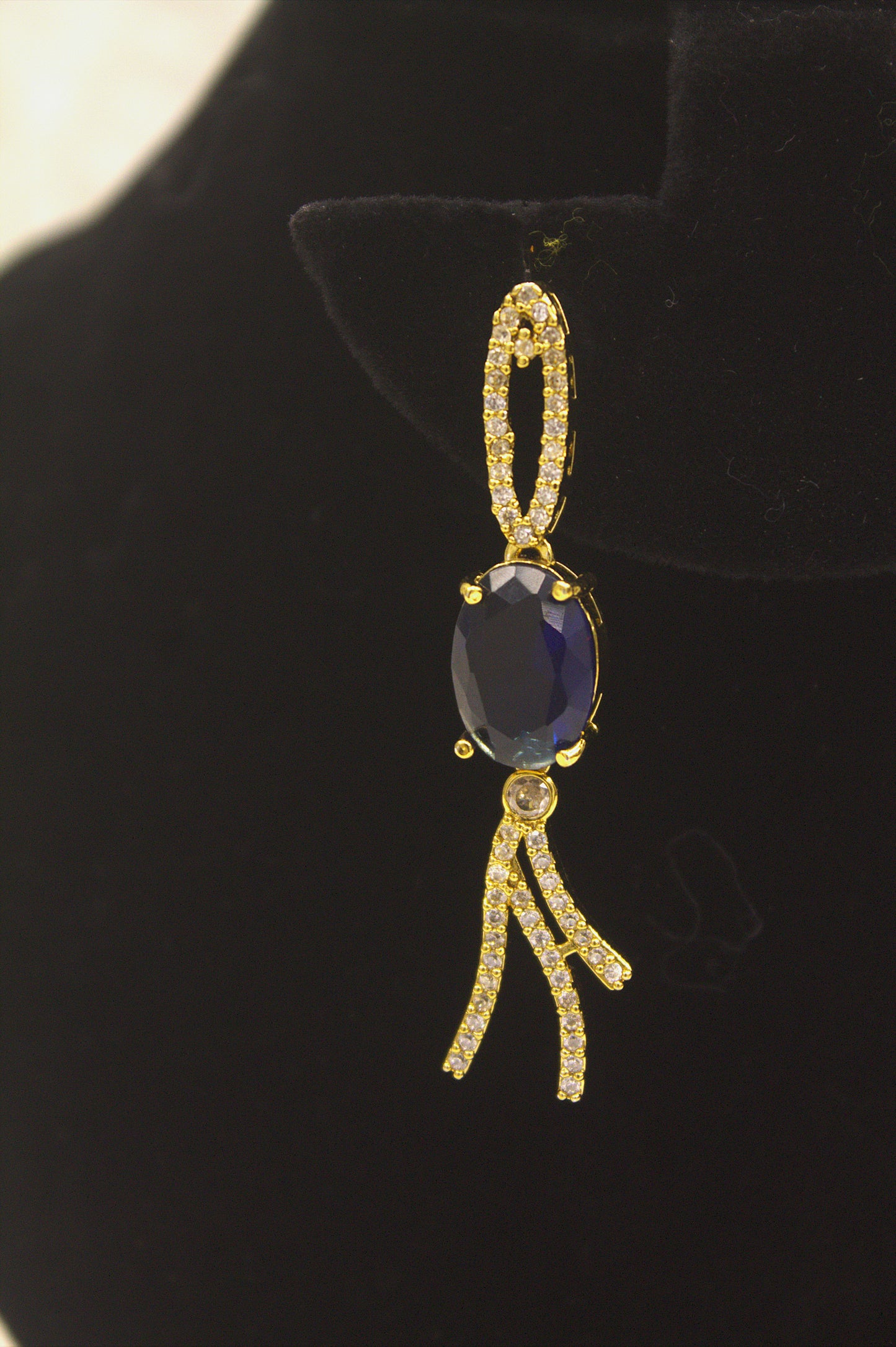 "Midnight Sapphire Oval Necklace & Earring Set" Product code-6028