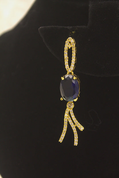 "Midnight Sapphire Oval Necklace & Earring Set" Product code-6028