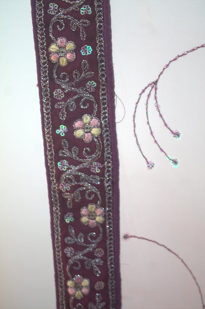 “Plum Velvet Bridal Lehenga with Sequin & Floral Embroidery Work” Product code-1260