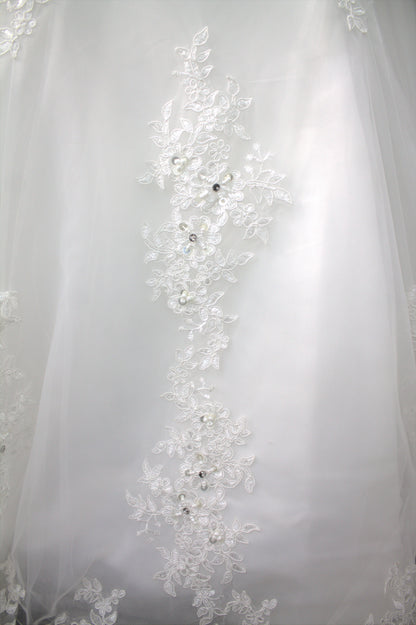 "Isabella Illusion Neck Mermaid Wedding Gown with Lace Appliqués & Beaded Embellishments-White Gown" Product code-2014