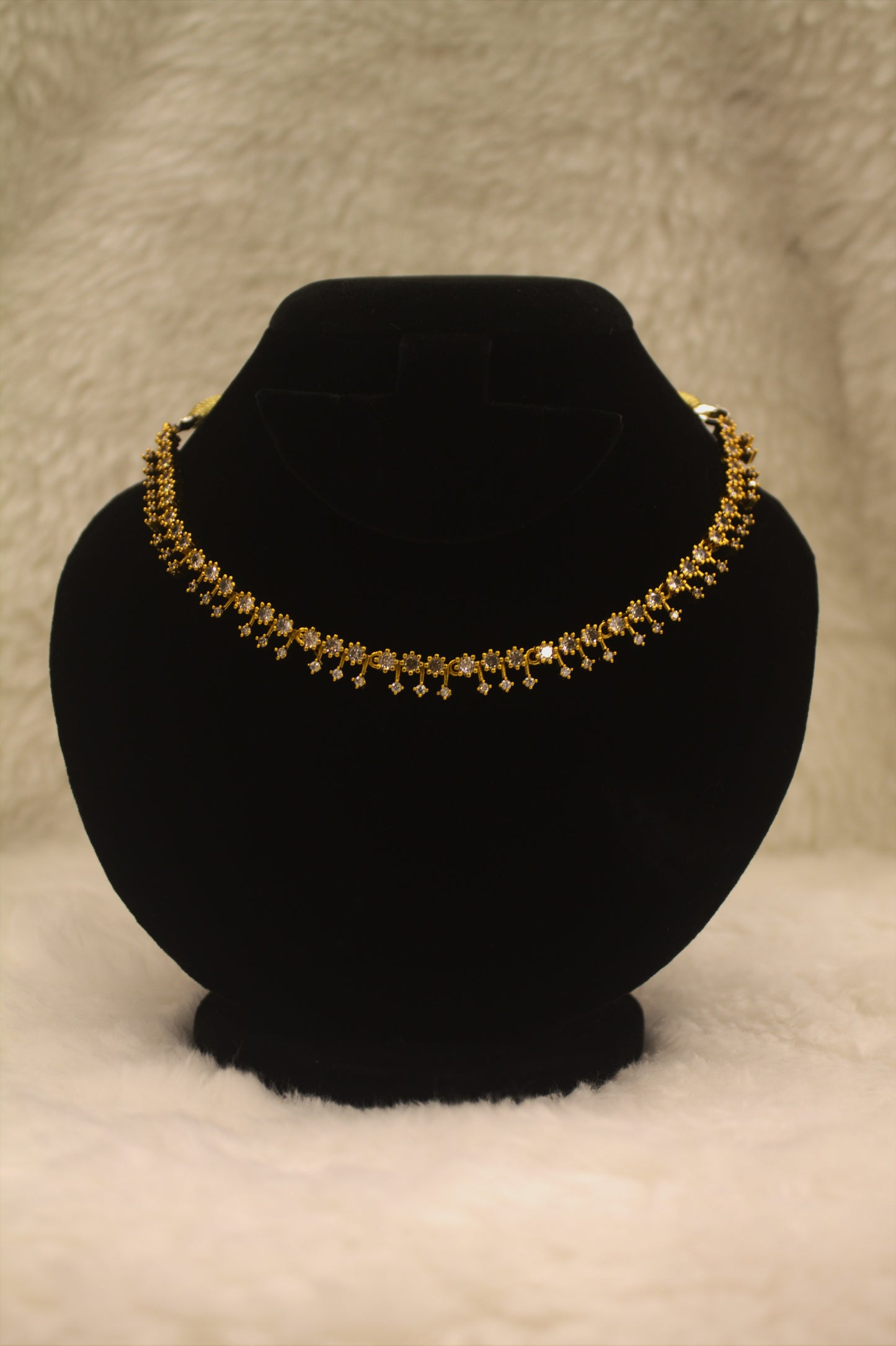 "Regal Bloom CZ Necklace Set – Gold-Plated Bridal Jewelry" Product code-6314