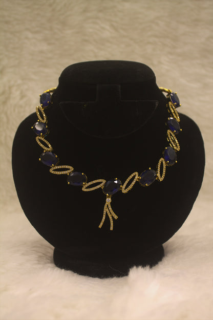 "Midnight Sapphire Oval Necklace & Earring Set" Product code-6028