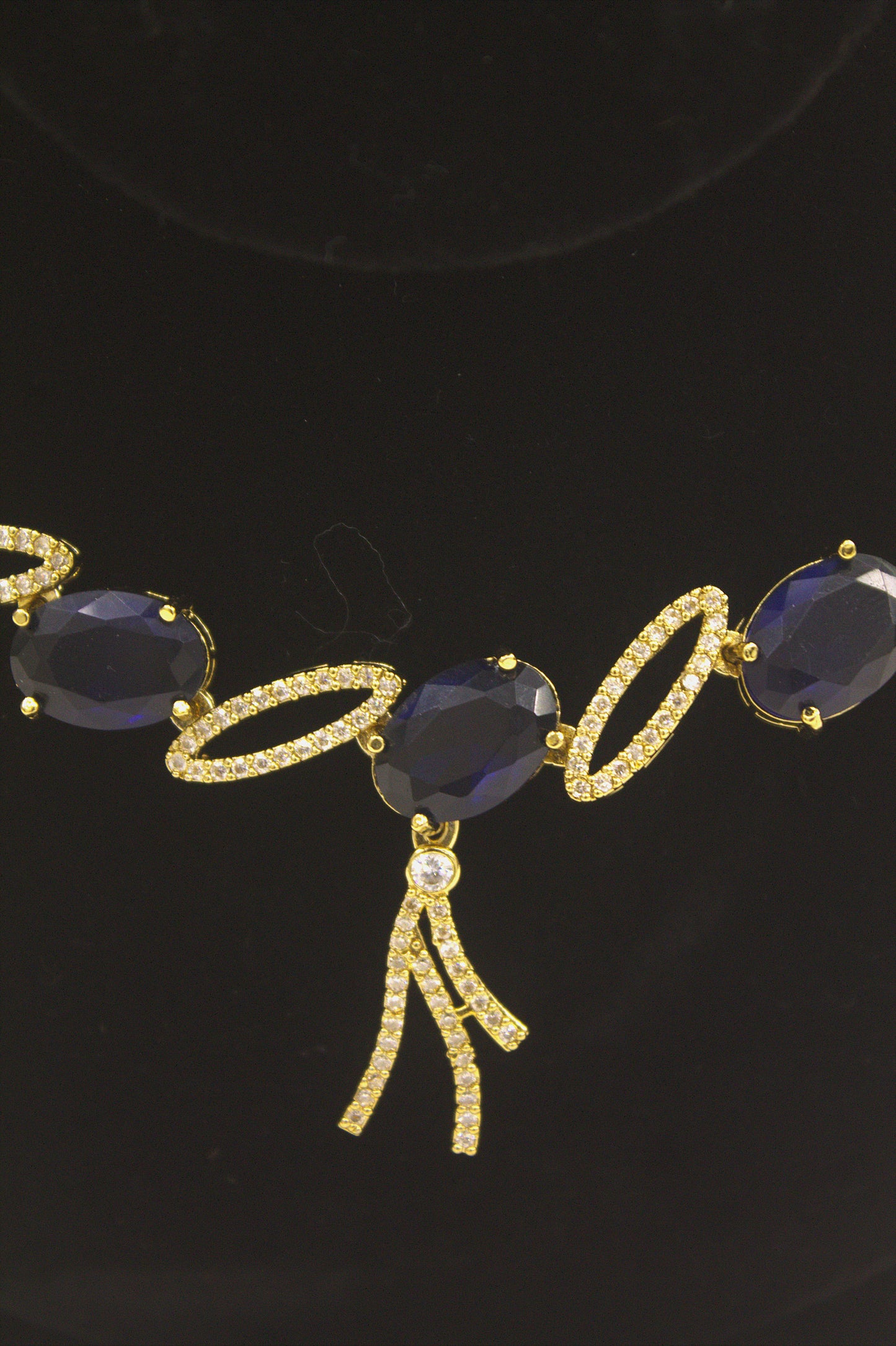 "Midnight Sapphire Oval Necklace & Earring Set" Product code-6028